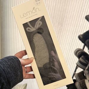 Lemon Charcoal Gray Wool Ballet Slipper Socks